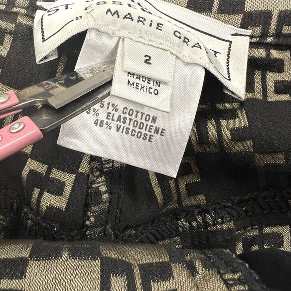 St. John Sport Essentials Vintage Y2K Beige Black Monogram Print High Waisted 2 - Picture 7 of 10